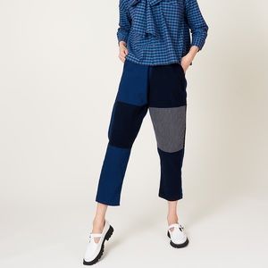 NEW Caron Callahan Quimby Pants Indigo Patchwork Drawstring Jogger Anthropologie